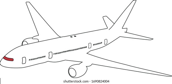 airplane isolated black line vector