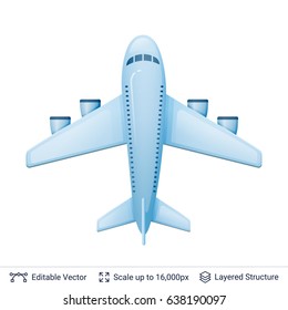 Airplane isolated on white. Airliner in top view. Vector illustration easy to edit.