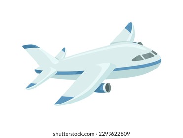 Airplane isolated on white background. Vector cartoon illustration. Flat icon.