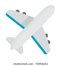 Airplane isolated top view vector illustration
