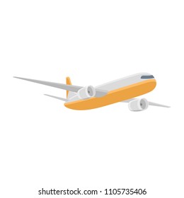 Airplane isolated vector illustration. Plane flying in the sky. Flat style image