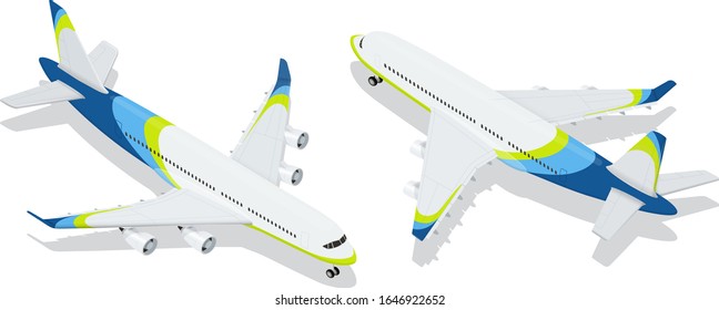 Airplane isometric concept. Vector design. 3d, flat, illustration. Element for infographics and game design.