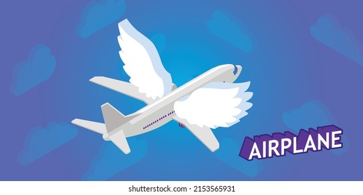 Airplane isometric design icon. Vector web illustration. 3d colorful concept