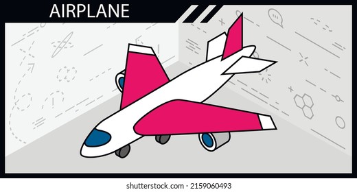 Airplane isometric design icon. Vector web illustration. 3d colorful concept
