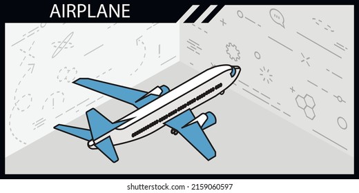 Icono de diseño isométrico del avión. Ilustración web de vectores. 3.ª colorida concepción