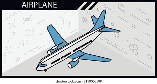 Airplane isometric design icon. Vector web illustration. 3d colorful concept