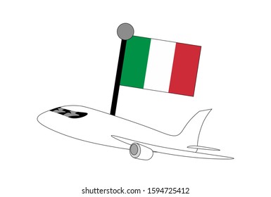 Airplane with Italy flag vector illustration. Suitable for travelling business and travel or holiday theme.