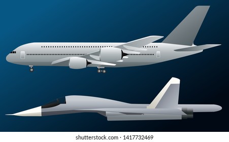 Airplane and jet aircraft graphic vector