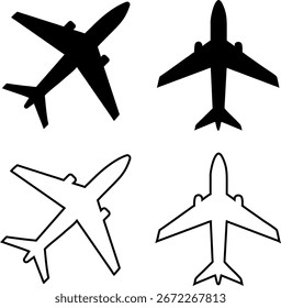 Airplane Jet Aircraft Vector Set for Travel Graphics