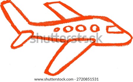 Airplane Jet Icon Crayon Chalk Drawing Vector