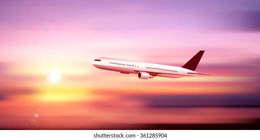 Airplane jet sky background
