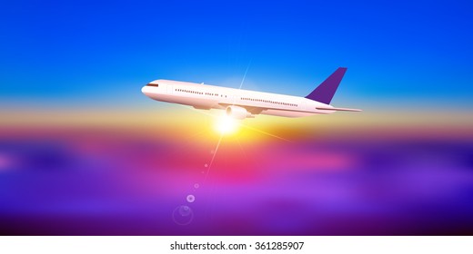 Airplane jet sky background