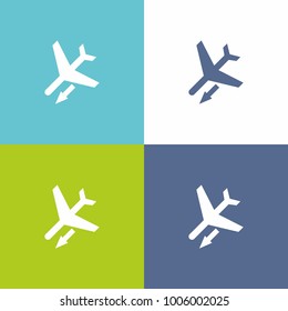 airplane landing blue and green material minimal design logo vector sign symbol icon set