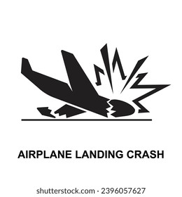 Airplane landing crash icon isolated on background vector illustration.