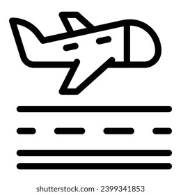 Airplane landing icon outline vector. Airport plane runway. Aerial travelling transport