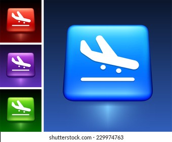 Airplane Landing on Blue Square Button