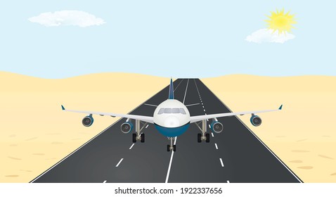 Airplane landing on runaway. vector