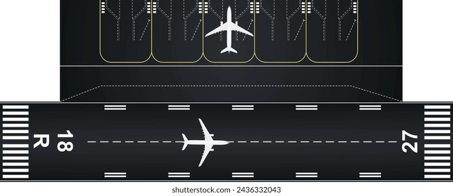 Airplane landing runaway. vector  illustration