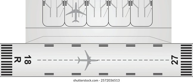 Airplane landing runaway. vector  illustration