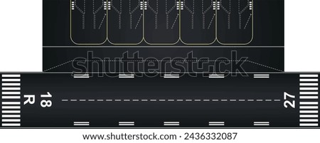 Airplane landing runaway. vector  illustration