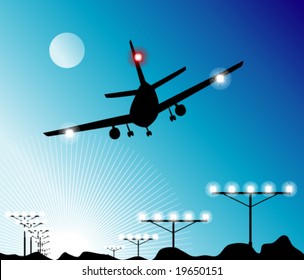 Airplane Landing in the sky