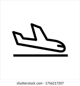 Airplane landing vector icon on white background