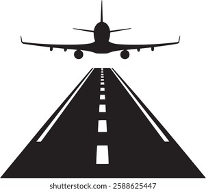 Airplane Landing Vector Illustration on White Background