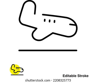 Airplane Landing Vector Line Icon Eps