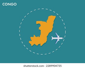 An airplane leaving the boundary of Congo country, a concept of airplane takeoff, illustration vector design