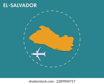 An airplane leaving the boundary of el-Salvador country, a concept of airplane takeoff, illustration vector design