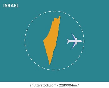 An airplane leaving the boundary of Israel country, a concept of airplane takeoff, illustration vector design