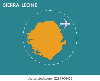 An airplane leaving the boundary of sierra-Leone country, a concept of airplane takeoff, illustration vector design