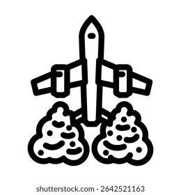 avião deixando trilha trilha ícone da linha de poluição do ar vetor. avião deixando trilha sinal de poluição do ar.