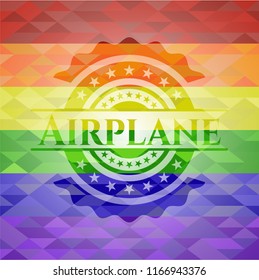 Airplane lgbt colors emblem 