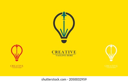 airplane in light bulb, great for logo icon looking for vacation ideas, travel companies, caretaker tour tourism. vector concept flat abstract design.