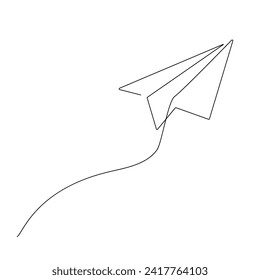  Airplane in line art style, One continuous drawing. Thin flourish border of an airplane flying up in a simple linear style.