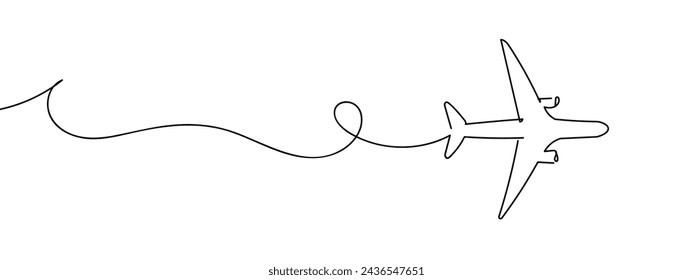 vector de estilo de arte de línea de avión con fondo transparente.