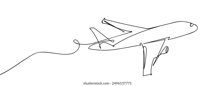 airplane line art style vector with transparent background.