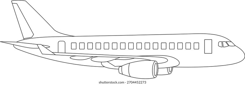 Airplane line art vector design Airplane outline illustration design black and white line draw
