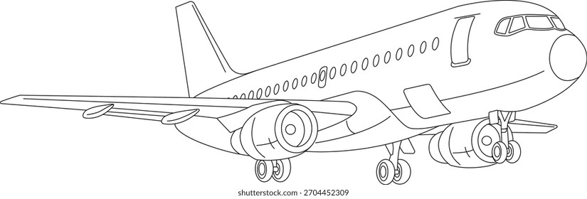 Airplane line art vector design Airplane outline illustration design black and white line draw
