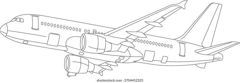 Airplane line art vector design Airplane outline illustration design black and white line draw
