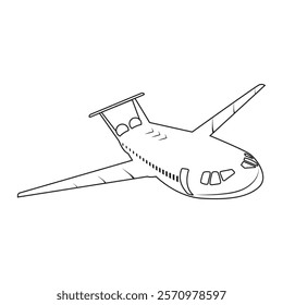 Airplane Line Art Vector Illustration – Minimalist Aircraft Design for Travel and Aviation Projects