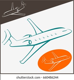 Airplane Line Art Vector Illustration