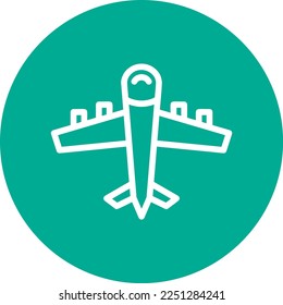 Airplane Line Circle Vector Icon Design