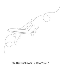 airplane line drawing, on white background vector