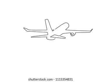 Airplane line drawing, vector illustration design. Holidays collection.