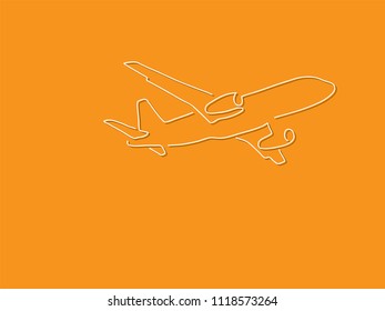 Airplane line drawing, vector illustration design. Holidays collection.