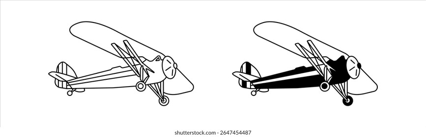 Ilustração de linha de avião e vetor de preenchimento	