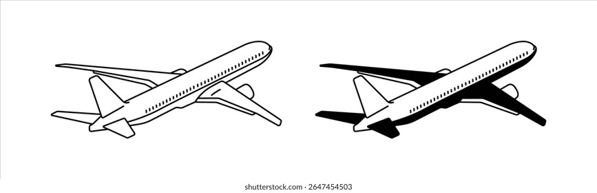 Ilustração de linha de avião e vetor de preenchimento	