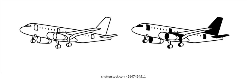Línea de avión y Ilustración vectorial de llenado	